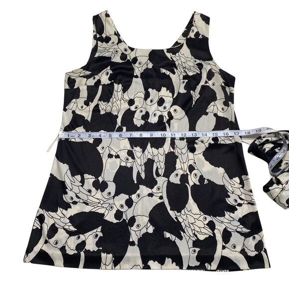 Vintage Parrot Print Slinky Belted Tank Top Sz S - Picture 6 of 12